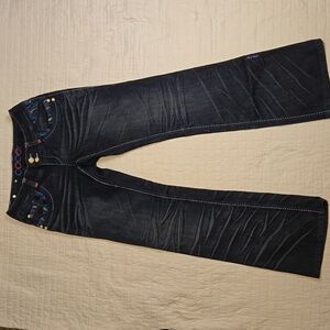 Coogi Womens Jeans 9/10 Embroidered Colorful Denim Bootcut Wide Leg